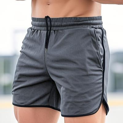 TEMU Men' Swim Trunks With Adjustable Drawstring Waist - Black & , Summer Vacations And , Poolside Attire | Casual Swimwear | Image