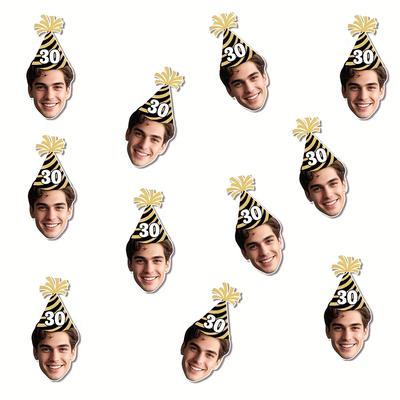 TEMU 20pcs Custom Any Age And Face Birthday Stickers Personalized Birthday Gift Wrap Paper Stickers 30th 40th 50th 60th 70th Birthday Party Decoration Image