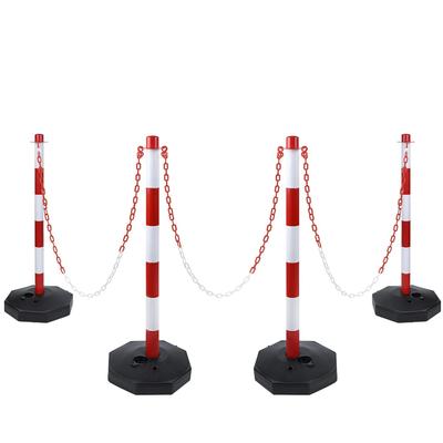 TEMU Plastic Posts Bollards With 140cm Barrier Chain Chain Posts With Red And White Reflective Image