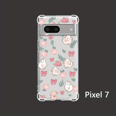 TEMU Cute Bunny Popular Pattern Transparent Four-corner Anti-fall Mobile Phone Case Suitable For For 8pro/8, 7pro/7a/7/6pro/6a/6 Image