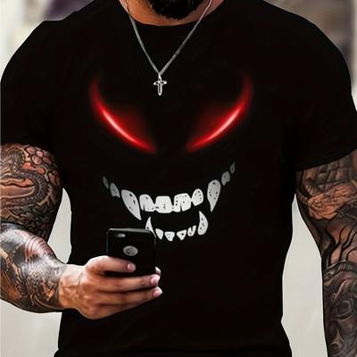 TEMU Men's Graphic T-shirt - Soft Cotton Crew Neck Tee, Black With Design, Casual & Comfortable For Casual Attire, Sizes Small To 3xl, Sports Tshirt | Vintage Style Tee | Machine Washable Top Image