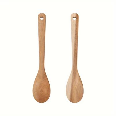 TEMU 2pcs/set, Acacia Wooden Spoons For Cooking, Kitchen & Cooking Utensils Set - Wooden Spatula, & Spoon - Essential Wooden Utensil Set Image