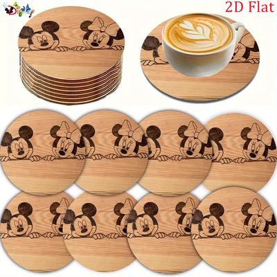 TEMU 8pcs Mouse Wooden Coasters - Insulated, Non-slip, Heat-resistant Mats For Cups, Cafes, Offices, Kitchens & Home Decor, Kitchen Decor | Design | Heatresistant Mats, Mouse Decor Image