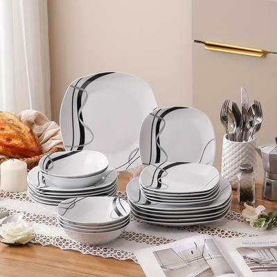 TEMU 24pcss Dinner Sets, Plates And Bowls Sets, 24pcs Dinnerware Set Round Dinner Set For 6, Scratch Resistant Dishes Set, Dishwasher And Microwave Safe Dishware Sets, Kitchen Accessories 24pcss Image
