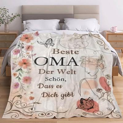 TEMU Floral Blanket - Soft Flannel Throw For Mom, Grandma, Best Oma Gift - Machine Washable Cozy Blanket For Home, Sofa, Bed, Office & Outdoor Use, Sofa Throw Blanket | | Fabric, Blanket Image