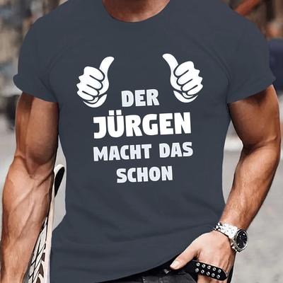 TEMU Der Jurgen Macht Das Schon Men's Graphic Short Sleeve T-shirt - Design, Lightweight Summer Tee, Regular Fit Casual Top, Machine Washable Image