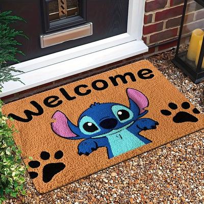 TEMU 1pc Polyester Doormats Stitch 2d Flat Welcome Outdoor Rugs,, And Anti Slip Floor Mat, Living Room Bedroom Mat, Kitchen Bathroom Washing Machine Washing Mat Hydd0321b5, 2d Flat Image