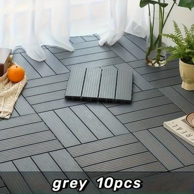 TEMU Pack Of 10 Easy-to-install Pp Plastic Floor Tiles - Suitable For , And Gardens Image