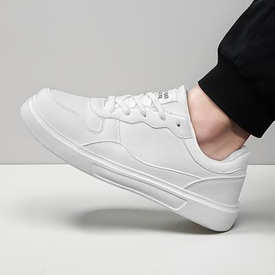 TEMU Men's Fashion Sneakers, Comfortable Non-slip Lace-up Athletic Casual Shoes, Solid Color Low-top Skateboarding Shoes For Outdoor Walking, Anti-slip Comfortable Outdoor Sports Shoes Image