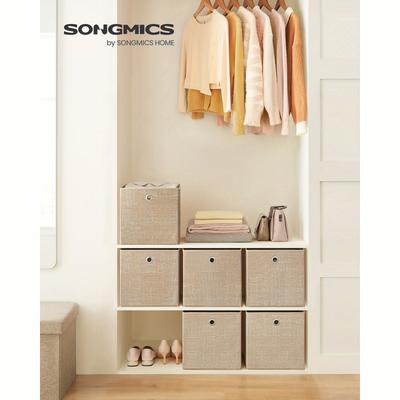 TEMU Songmics Storage Boxes, Set Of 6 Non-woven Fabric Box With Handle, 30 X 30 X 30 Cm, Fit Cube Storage Unit, For Shelves, Foldable, Clothes Storage, Storage Boxes For Organizing Image