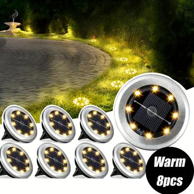 TEMU Outdoor Solar Lights, 4pcs Outdoor Pathway Lights For Patio Deck Driveway Sidewalk Lawn Garden Landscape Lighting, Warm/white Image