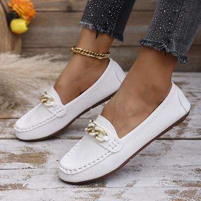 TEMU Women's Casual Ballet Flats - Lightweight Slip-on Shoes With Solid Color, Plain Toe, Rubber Sole, Fabric Inner, Upper & Insole - Footwear Image