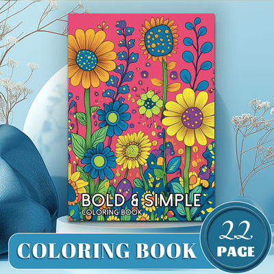 TEMU Upgraded Version, Thickened Paper 22 Pages 1 Book And Simple Floral Coloring Book Interesting Coloring Book Suitable For Birthday Party Gifts Image