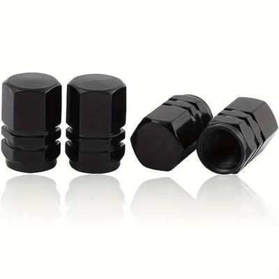 TEMU 4pcs Metal Alloy Valve Stems With Hexagonal Cap, Durable And Dustproof, Ideal For Car Tires - Black, Red, Blue, And Yellow Options, Car Wheel Accessories | Modern Valve | Durable Metal Alloy Image