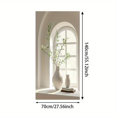 TEMU Modern Abstract Vase And Plant Still Life Canvas Art Print - Frameless Wall Decor For Living Room & Bedroom, 27.56x55.12in, Neutral Tones, , Decor, Room Decor Image