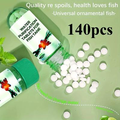 TEMU 35/70/140pcs Powerful Aquarium Water Purification Tablets, Quick Algae Removal And Stain Dissolving, Clearing Tank Maintenance Tablets Image
