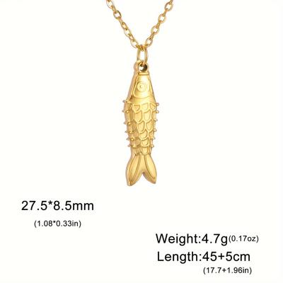 TEMU 1pc Likgreat Style Stainless Pendant Necklace, Fashionable Animal Charm Jewelry For Anniversary And Couples Gift Image