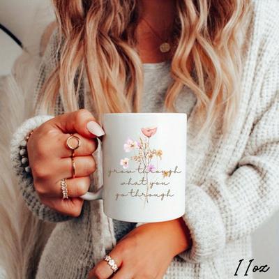TEMU Boho Wildflowers Cottagecore Coffee Mug, Pressed Flowers Mug, Nature Mug, Tea Cup, Flower Garden Lover, Gift For Her Image