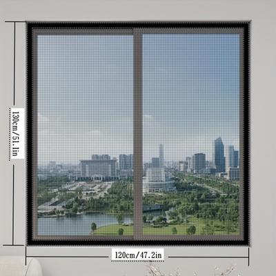 TEMU 1pc Easy-install Anti- Window Screen - Self-adhesive, Black Polyester Mesh For Indoor/outdoor Use, Windows, Doors & Screens, Control | | Durable Window Screen, Repellent Image