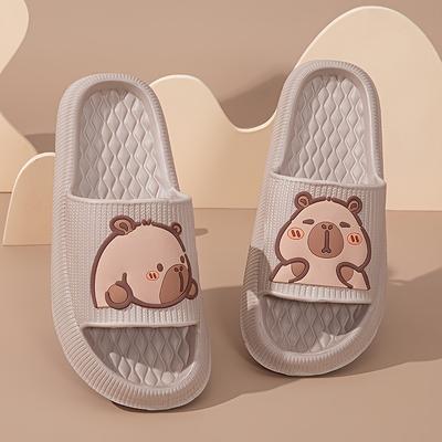 TEMU Women's Cute Bear Print Eva Slip-on Sandals - Casual, Non-slip, Indoor/outdoor Slippers With Thick Sole, Hand Washable, Indoor Outdoor Slipper | Design | Soft Footwear Image
