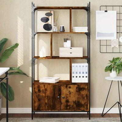 TEMU Bookcase With Double Door Cabinet, 3-tier High Storage Shelf With Open Compartments, Free-standing Door Cabinet Image