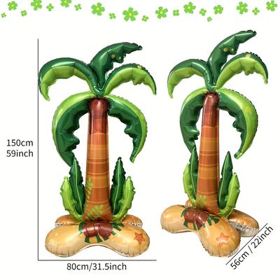 TEMU 1pc 59-inch Vertical Coconut Tree Aluminum Film Balloon, Suitable For Summer Parties, Beach Parties, Pool Parties, Hawaiian Party Decoration, Easy To Decorate The Party Atmosphere Image