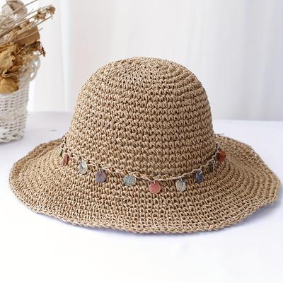 TEMU Style Bucket Hat Multicolor Foldable Sun Crochet Hat For Beach, Travel And Vacation Handmade Straw Hat Image