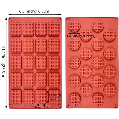TEMU 2pcs Rectangle Round Waffle Silicone Mold 18- 20- Mini Waffle Candy Fondant Baking Mold For Mini Muffin Dessert Cake Image