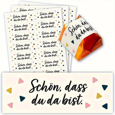"TEMU 100/160 "welcome" Stickers, German Rectangular Labels, Suitable For Wedding Table Decorations Or Guest Gift Tags, Excluding Chocolate, Size 2x0.7 Inches" Image