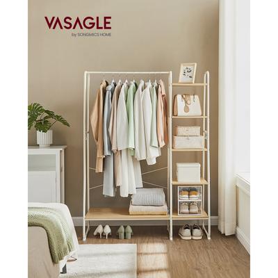 TEMU Clothes Rail Clothes Rack With Shoe Rack, 5 Tier Storage Rack, 6 Side Hooks, For Bedroom, Living Room Image