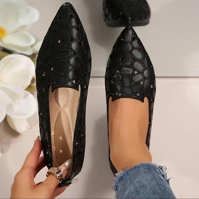 TEMU Women's Elegant Pointed Toe Flats With Intricate , Comfortable For Indoor & Outdoor Wear - Summer Mary Jane Style, Summer Footwear | Elegant Footwear | Durable Footwear Image