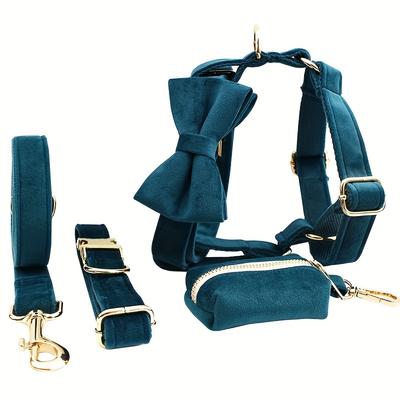 TEMU This Custom Set Includes 5 Items: An Adjustable Soft Collar, A Dog Leash, A Complimentary Poop Bag, A Detachable Bow Tie, And A Dog Vest, Without Battery Image