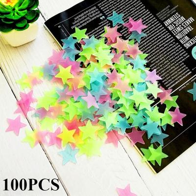 TEMU 100pcs/200pcs Star Night Light Sticker Tv Wall Decoration Wall Decoration Interior Decoration Suitable For Home And Bedroom Decoration Image