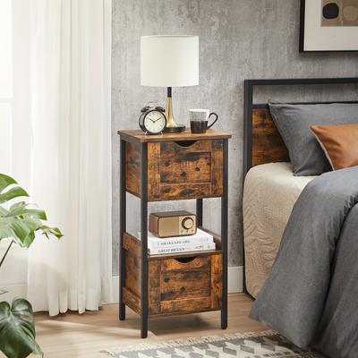 TEMU Bathroom Floor Cabinet, Bathroom Storage Cabinet, Slim Bathroom Storage Cabinet With 2 Drawers, Open Compartment, Space Saving, 37 X 30 X 80 Cm, Rustic Brown And Black Bbkde151b01 Image