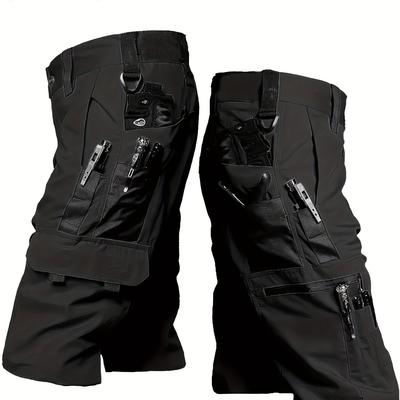 TEMU 1pc Men's Tactical Cargo Shorts - Solid Color, Wear Resistant, Multi-pocket Durable Casual Shorts, Adjustable Waistband, For Outdoor, Hiking, Everyday Use (no Belt Included) Image