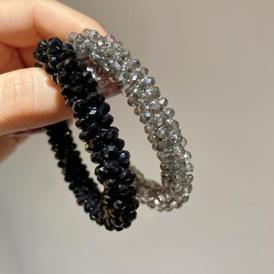 TEMU 1pc Or 2pcs Elegant Beaded Hair Ties For Women - High Elasticity Sparkling & Design, Versatile Ponytail Holders Or Bracelets, Perfect Gift For Any Occasion, Hair Jewelry Image