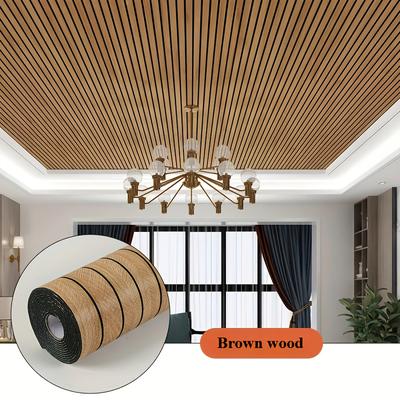 TEMU 1 Roll 3d Wood Grain Wall Panels] 3d Self-adhesive Wood Grain Wall Panels, Vinyl Wallpaper With Straight Match Shapes And Stripes, Thick Wallpaper, For Home Renovation, Tv Background, Image