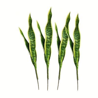 TEMU 2/4pcs Artificial Plant 17.7 Inches Fake Sansevieria Artificial Potted Plants For Indoor And Outdoor, Home, Office Decoration, 3 Leaves (without Basin) Image