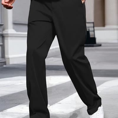 TEMU 1pc Boys' Teen Casual Straight Leg Pants - Breathable, Comfortable, Solid Black, Wear For Outdoor Sports & , Pants | Versatile Teen Clothing | Pants, Clothes For Teens, Outdoor Image