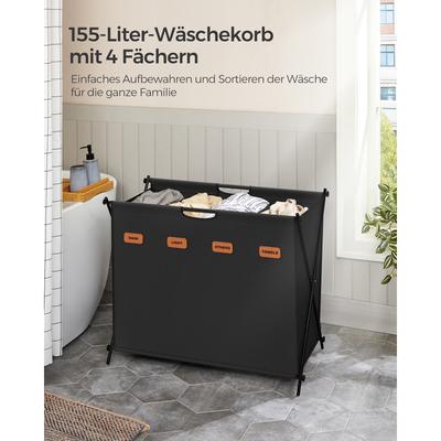 TEMU Songmics Laundry Basket Laundry Collector 155 4 Compartments Foldable Individual Labels For Laundry Room Bedroom Bathroom Image