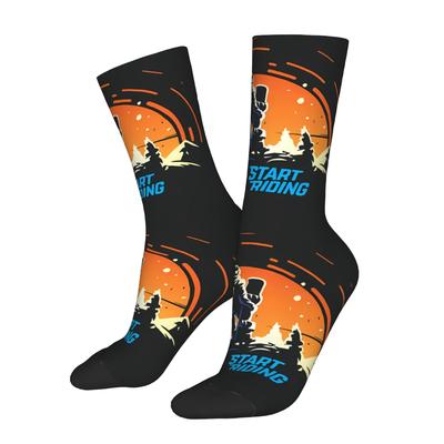 TEMU 1pc Start Riding Snowboard Men's Socks Novelty Crew Sock Pattern Printed Image