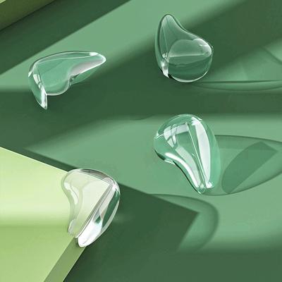 TEMU 4pcs Water Drop Shape Table Corner Protectors - Safety, Silicone, Polished Finish, Durable Shock-absorbent Covers In Light Yellow & Clear Image