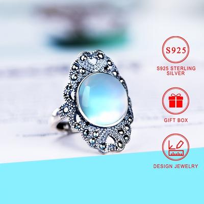 TEMU 1pc 925 Sterling Silver Ring For Women, Vintage Bohemian Ring, And Day Gift, With A Gift Box Image