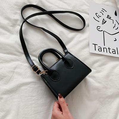 TEMU Elegant Square Ladies Handbag, Minimalist Mini Crossbody Bag, Solid Color Shoulder Bag With Zipper Closure, Polyester Lined, Movie Theme - Ideal Valentine's Day & New Year Gift Image