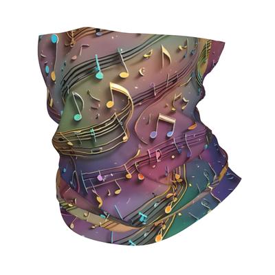 TEMU Scarf Neckerchief Face Mask - Vibrant Musical Note & , Breathable Polyester, Stretchy Fit For Concerts, Festivals, Casual Wear Image