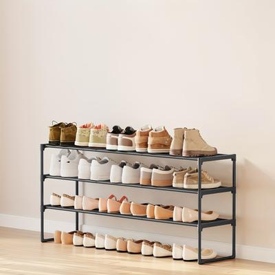 TEMU 3-tier Shoe Rack, Metal Shoe Stand, Shoe Storage, Shoe Organizer For 15-18 Pairs, Stackable, For Hallway, Living Room, Bedroom, 30 X 116 X 55cm Image