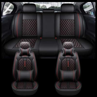 TEMU Universal Fit Pu Leather Car Seat Covers For Vw, For , For , For Ford, Focus, , Golf, , For ,, Pvc Pu Leather Upholstery With Sponge Padding, , Non-washable Image