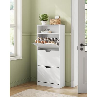 TEMU Vasagle Shoe Storage Unit With 3 Flaps, Designed To Hold 14-18 Pairs Of Shoes, Featuring An Open Compartment And Adjustable Divider, Suitable For , Dimensions 24 X 60 X 139 Cm. Image