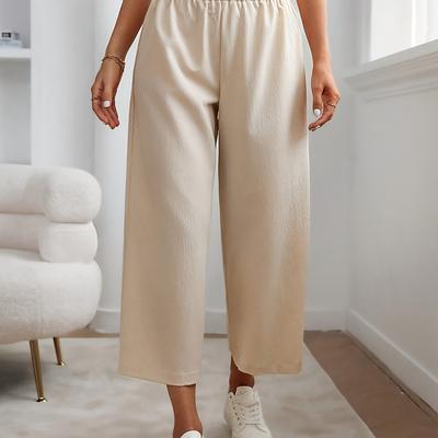 TEMU Solid Color Wide Leg Pants, Casual Waist Loose Pants For , Women's Clothing Image