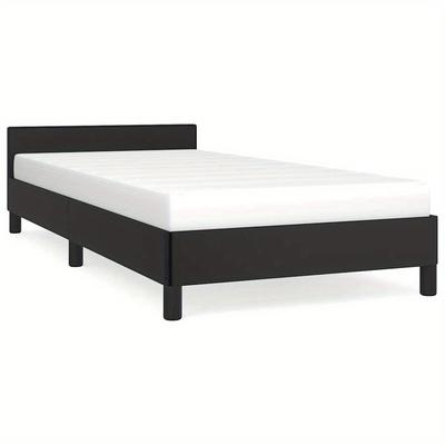 TEMU Bed Frame With Headboard Without Mattress Black 90x190 Cm Bed Bed Frame Easy Assembly Storage Space Image